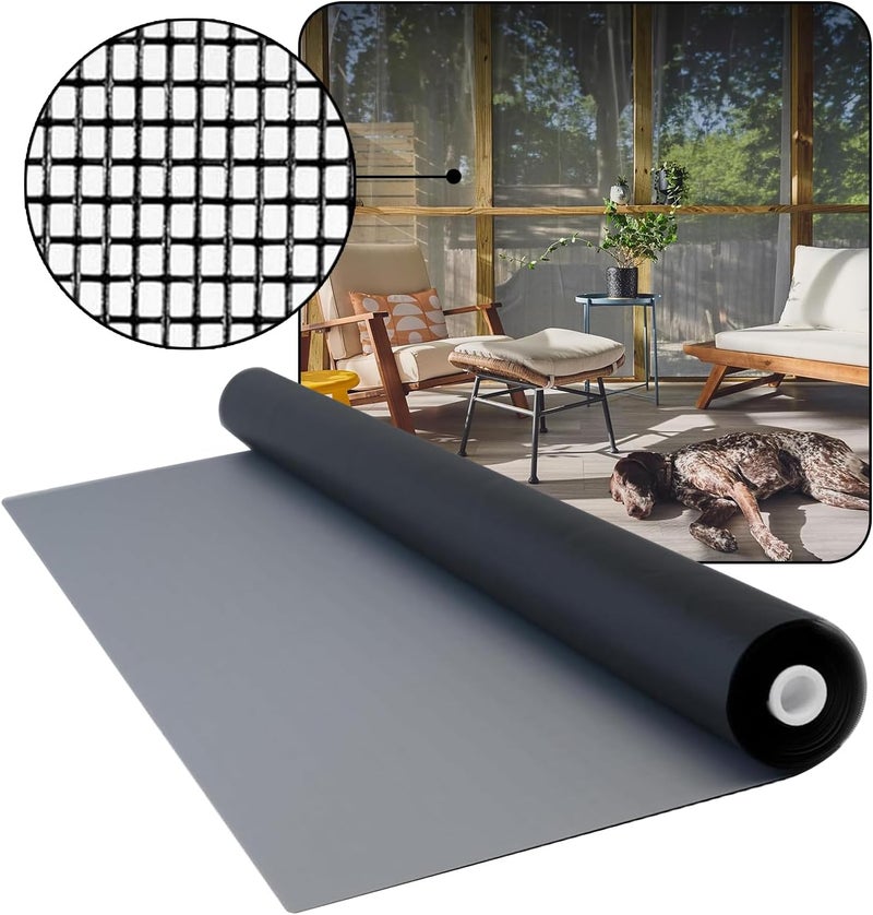 DOCAZOO DOCA 36 in x 100 ft Window Screen Mesh - Window Screen Replacement, Fiberglass Mesh Roll for Window, Patio Screen, Porch Screen, or Door - Charcoal - Image 1